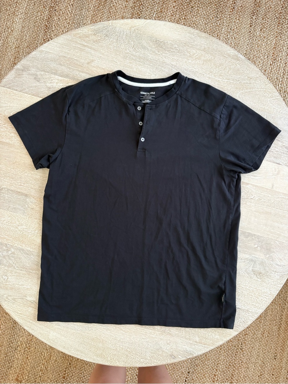 Kenneth Cole Black Short-Sleeve Henley Tee